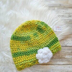 Toddler Hat from Cotton N Kandi on Etsy- 17" Tye Dye Green Flower